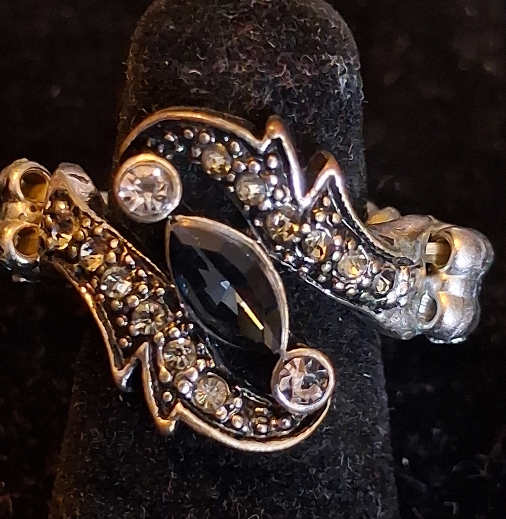 Paparazzi Vintage-Inspired Black Rhinestone Women's Ring